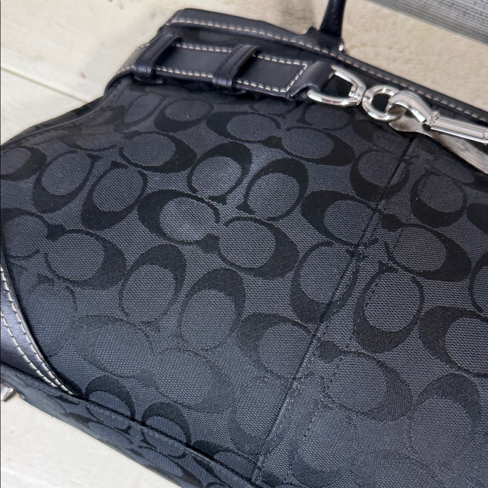 Coach Hamilton Black Signature Canvas Satchel - Picture 12 of 14